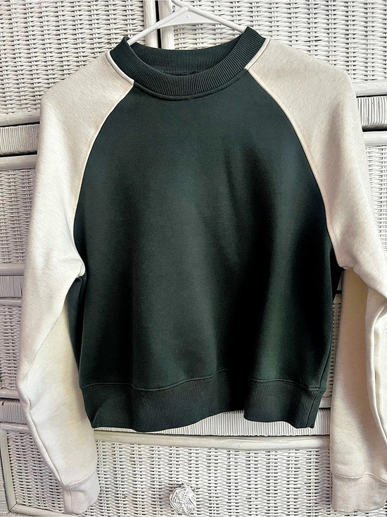 Fabletics Tops - Fabletics Cozy Fleece Crew Neck Sweatshirt - Dark Green